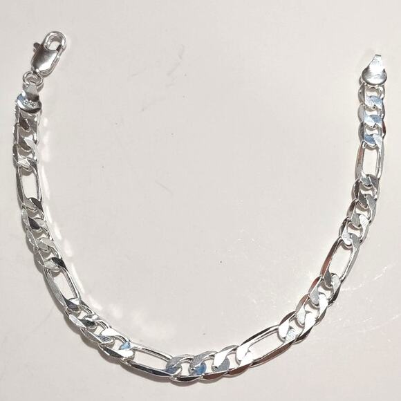 Genuine 925 Sterling Silver Bracelet Figaro Chain Link Christmas Birthday New!!!